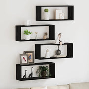 Scaffali da parete 4 pcs Rovere Nero 60 x 15 x 23 cm 862646