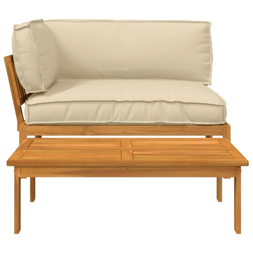 Set di divani con cuscino 2 pcs Beige Legno di Acacia Massello 3418179