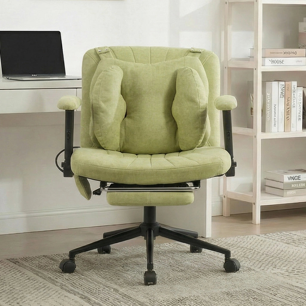 Sedia da ufficio verde in tessuto con supporto lombare