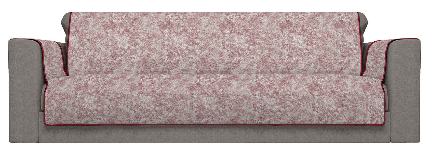 Copridivano con Copri Braccioli Seduta 230 cm in Poliestere e Cotone Bordeaux