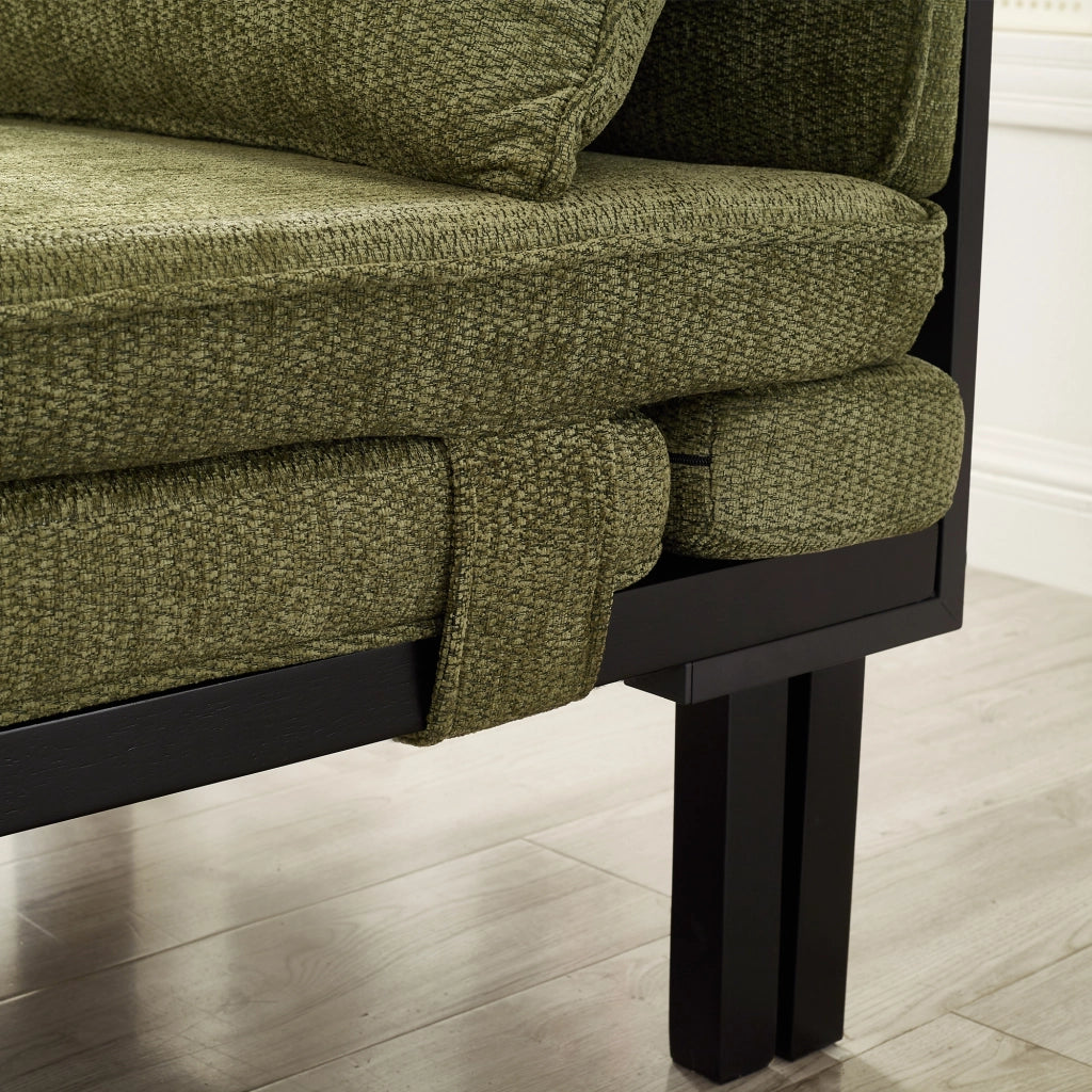 DIVANO LETTO pieghevole singolo 98x82x16 cm Velluto Verde USB Type-C