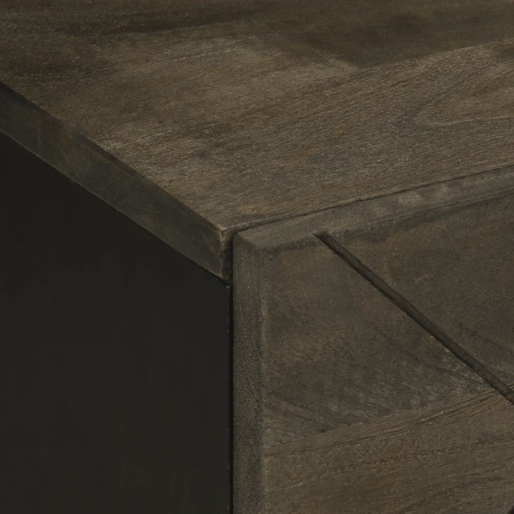 Comodini 2pz-Set di 2 Tavolino da notte Neri 40x33x46 cm in Legno Massello di Mango 258393