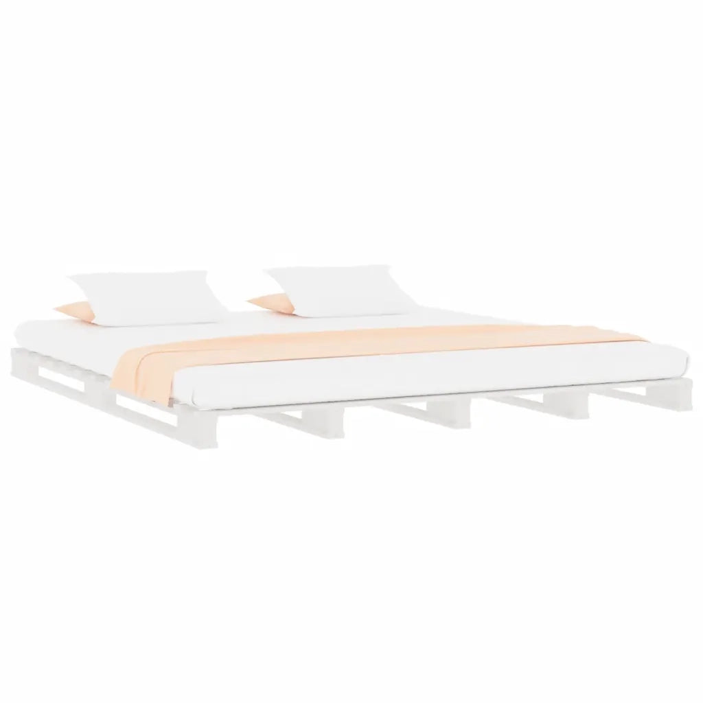 Letto a Pallet Bianco 200x200 cm in Legno Massello di Pino