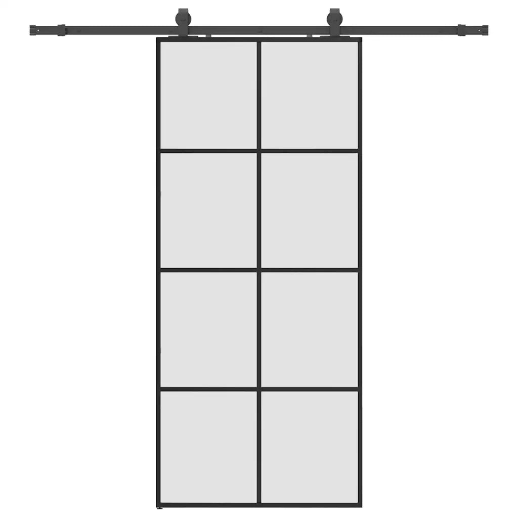 Porta Scorrevole con Ferramenta Nera 90x205 cm in Vetro ESG