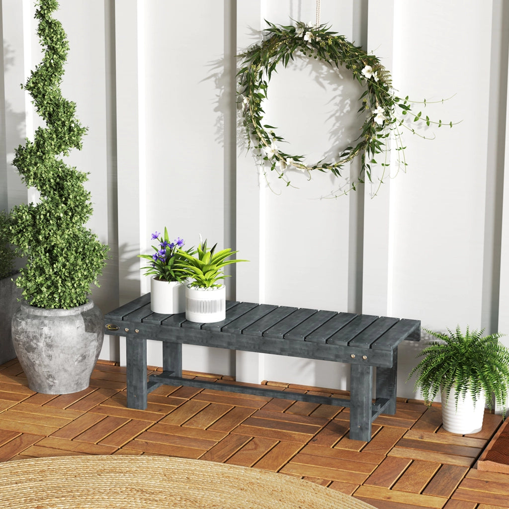 Panchina da Giardino a 2 Posti Impermeabile in Legno di Abete, 110x38x35 cm, Grigio
