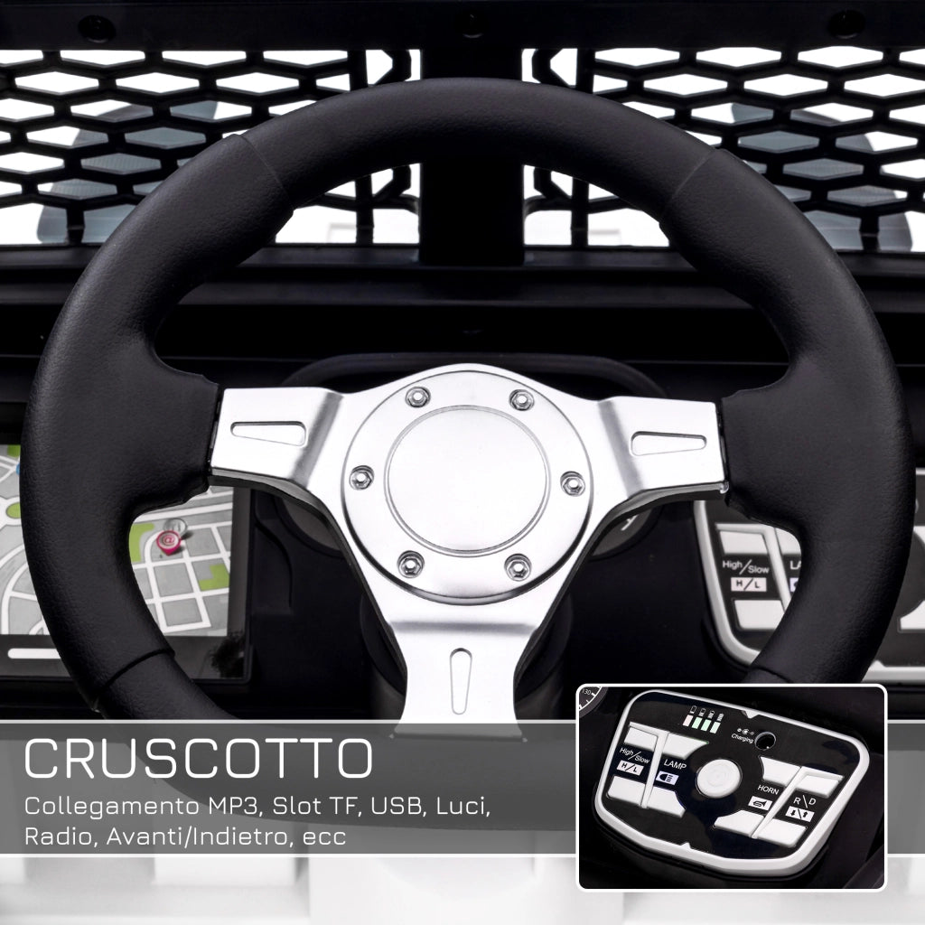 EasyComfort Macchina Elettrica per Bambini Jeep Fuoristrada con Telecomando e 2 Velocità, 100x65x72 cm, Bianco