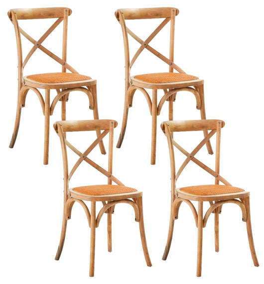 Set 4 Sedie Seduta in paglia 80x50x52 cm in Legno di Faggio Pompei Wood Natural