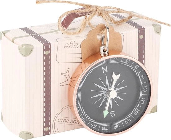 Decennale Dozzina, Pacchetto da 20 Pezzi Scatola di Regali per Matrimonio con Dose di Caramelle, Compasso e Etichette Kraft per i Regali di Natale e le Decorazioni per il Viaggio (rosa oro)