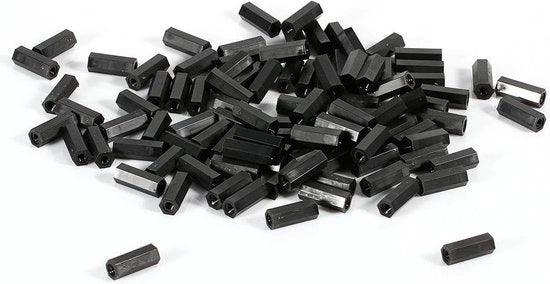 Viti a 5 viti a 3 x 15 mm con supporto a distanza in nylon - set di installazione senza ingombri femminile nero.