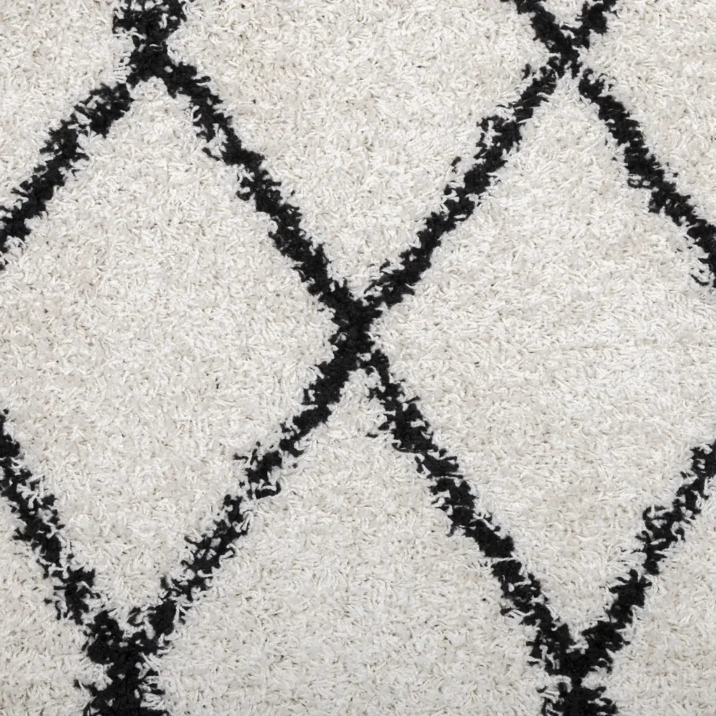 Tappeto Shaggy PAMPLONA a Pelo Lungo Crema e Nero 100x200 cm 375364