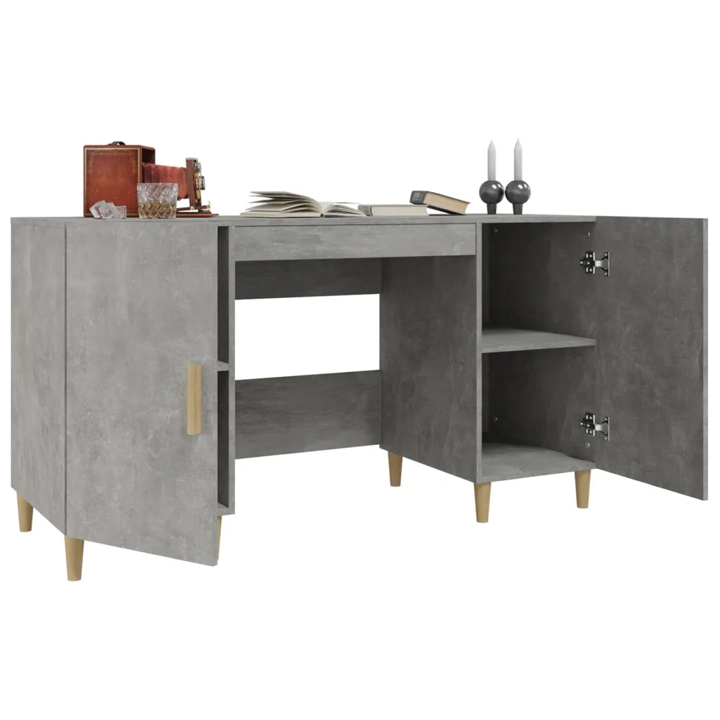 Scrivania Grigio Cemento 140x50x75 cm in Legno Multistrato 812766