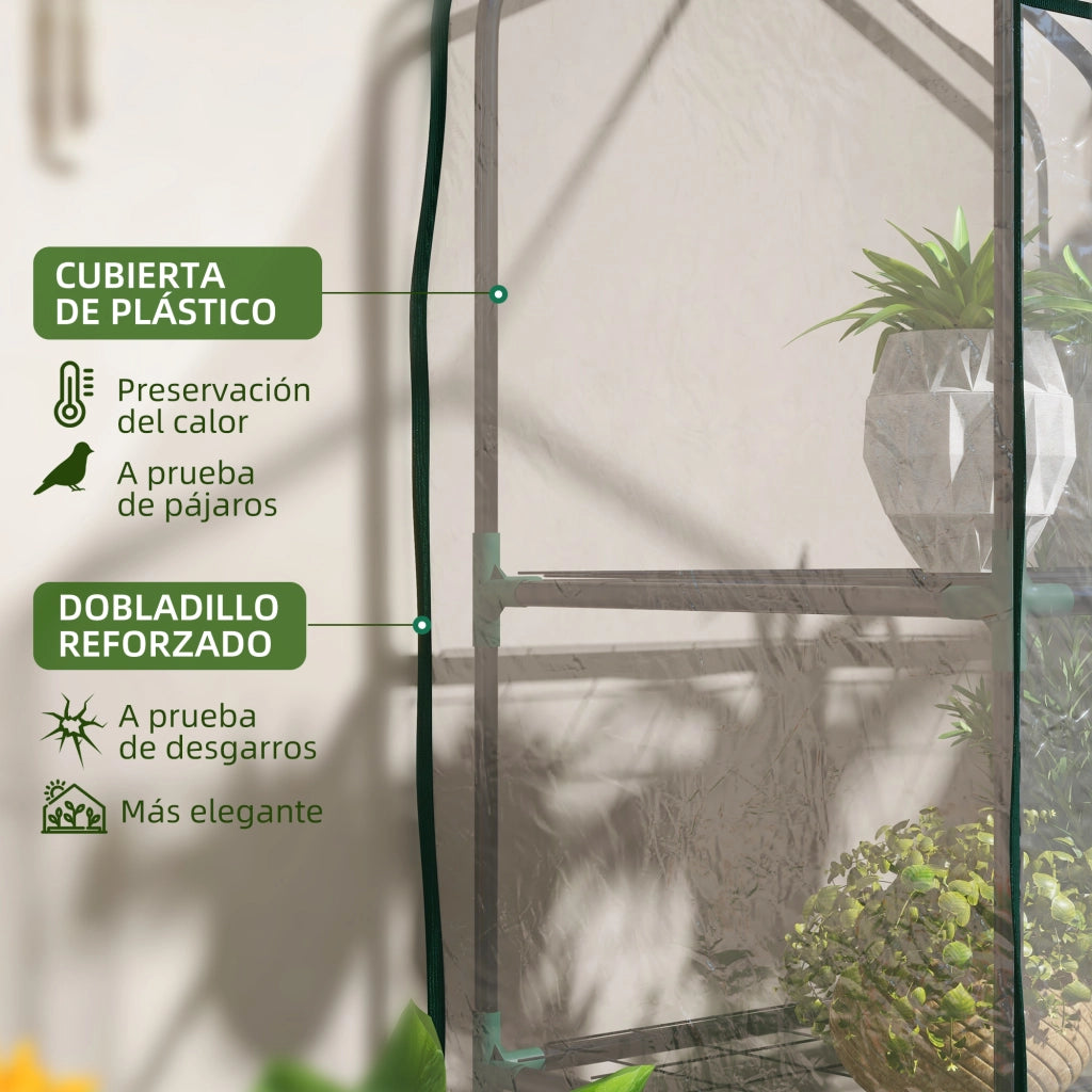 Serra da Giardino con 3 Ripiani e Porta con Cerniera ¨C Xylo ¨C 59x39x127 cm Trasparente