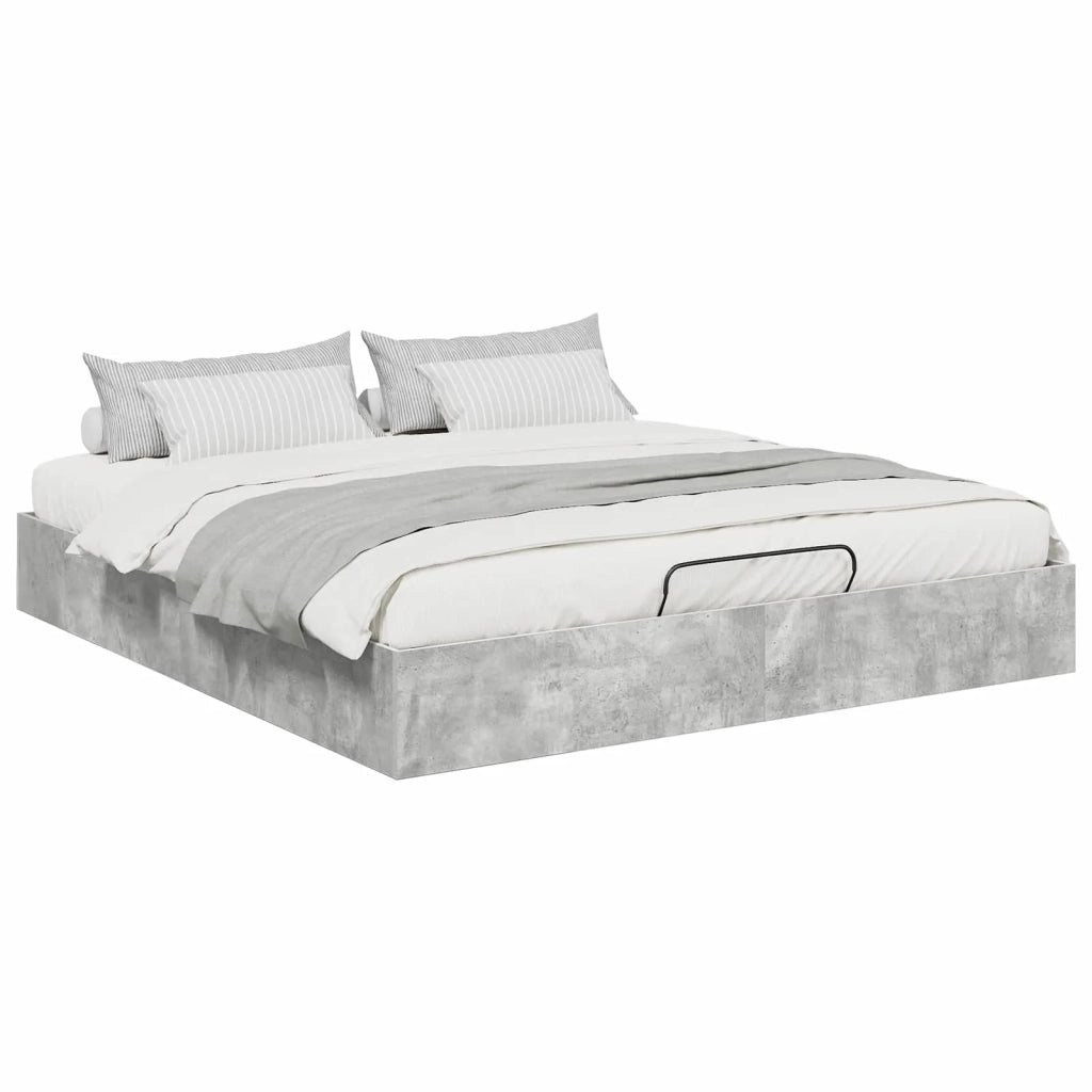 Letto ottomano Grigio cemento 160 x 200 cm Legno multistrato