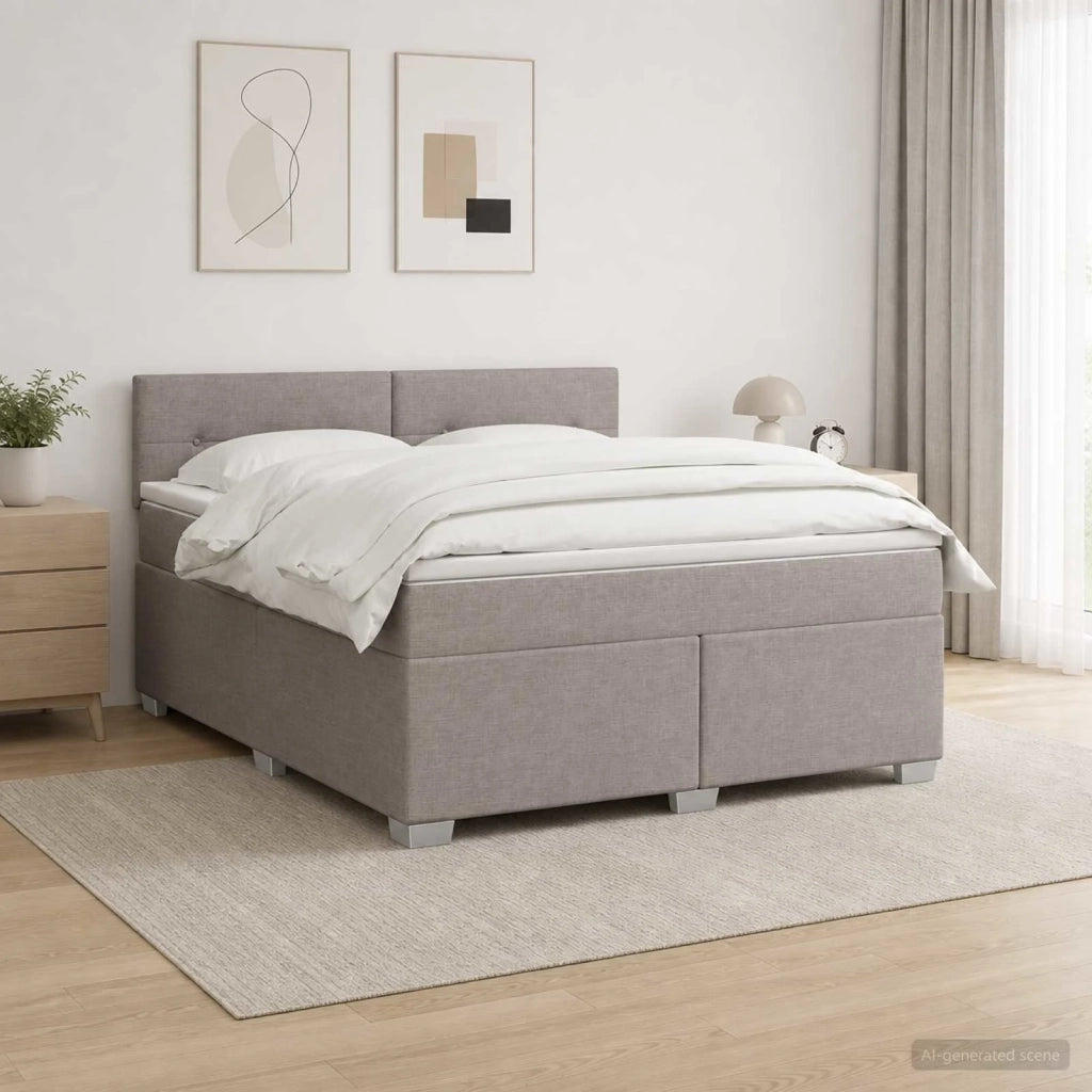 Letto con Box Spring, Materasso e LED Tortora 140 x 190 cm 3451942