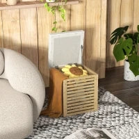 Cassapanca 54.76 L, Design Lamellato, Telaio in Bamboo Naturale, 40 x 40 x 47 cm, Legno Naturale