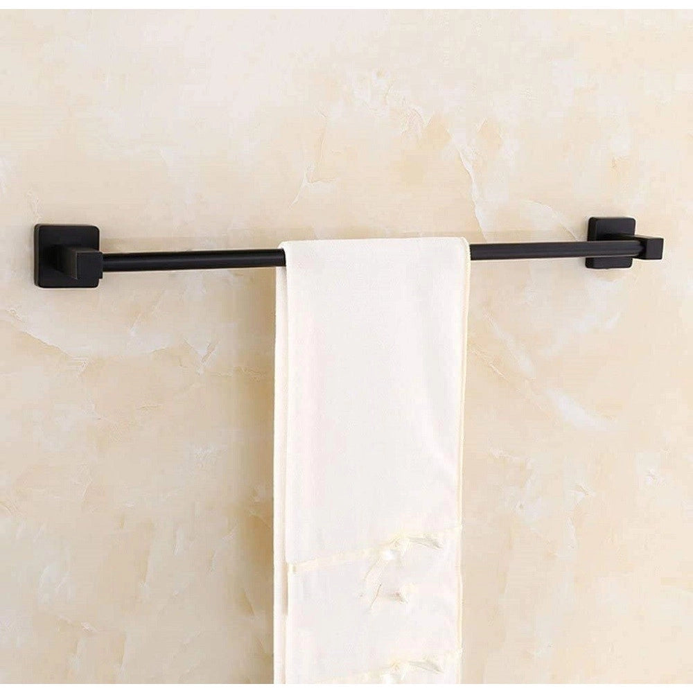 Trade Shop - Portasciugamani In Acciaio Inox Singolo Nero Da 60 Cm Per Bagno Design Moderno -