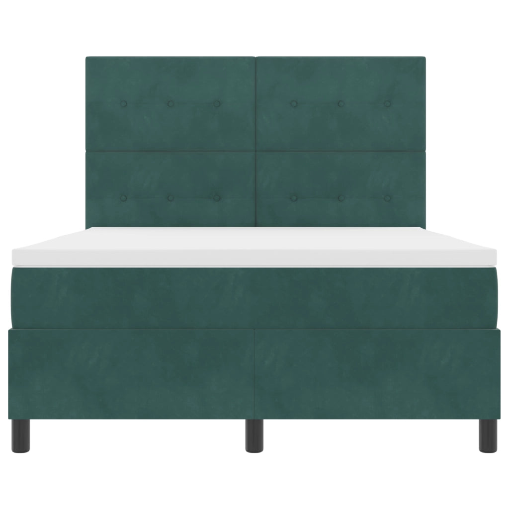 Letto con Box Spring e Materasso Verde Scuro 140x200 cm Velluto