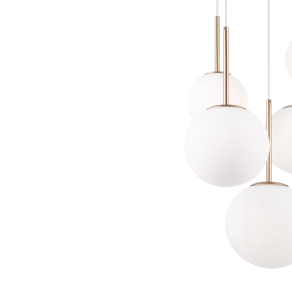 Maytoni Lampadario Minimal Basic Form 5 luci E14 bianco oro metallo vetro