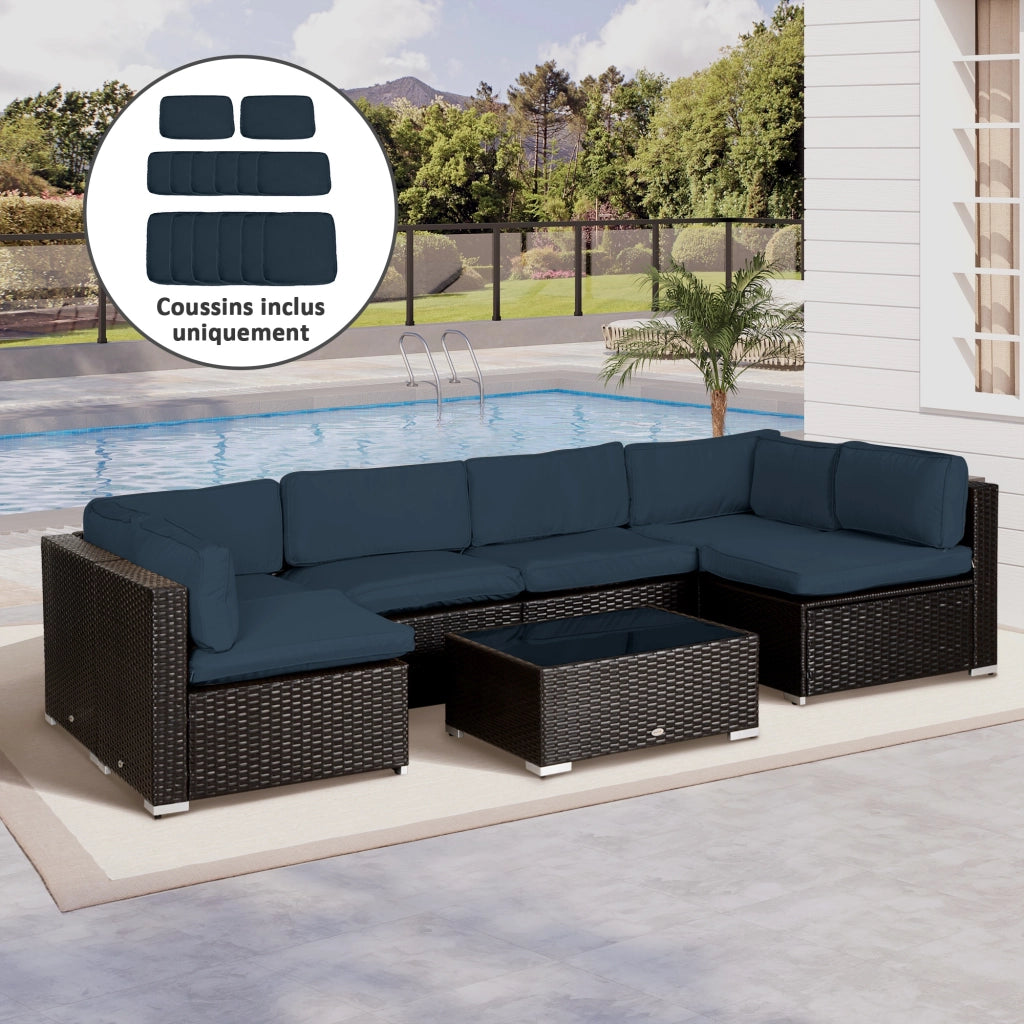 Set di 14 Fodere per Cuscini Divano da Giardino ¨C zephmum ¨C Blu, 6 Fodere per Seduta e 8 per Schienale