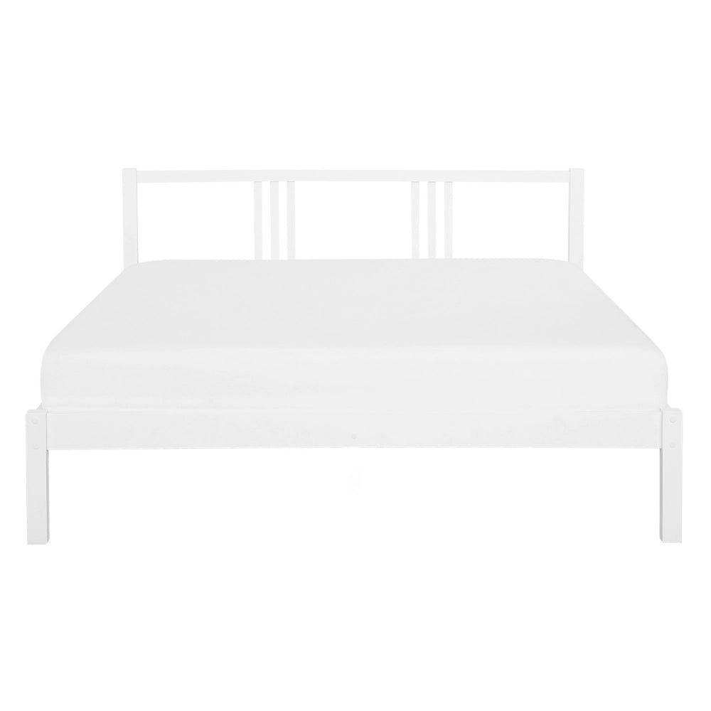 Letto in Legno di pino Bianco con Rete a Doghe Stile Classico 140 x 200 cm
