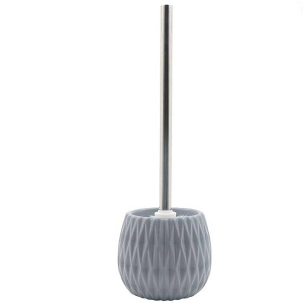 Trade Shop - Portascopino Grigio Lavorato Con Scopino Accessorio Moderno Arredo Bagno 79953 -