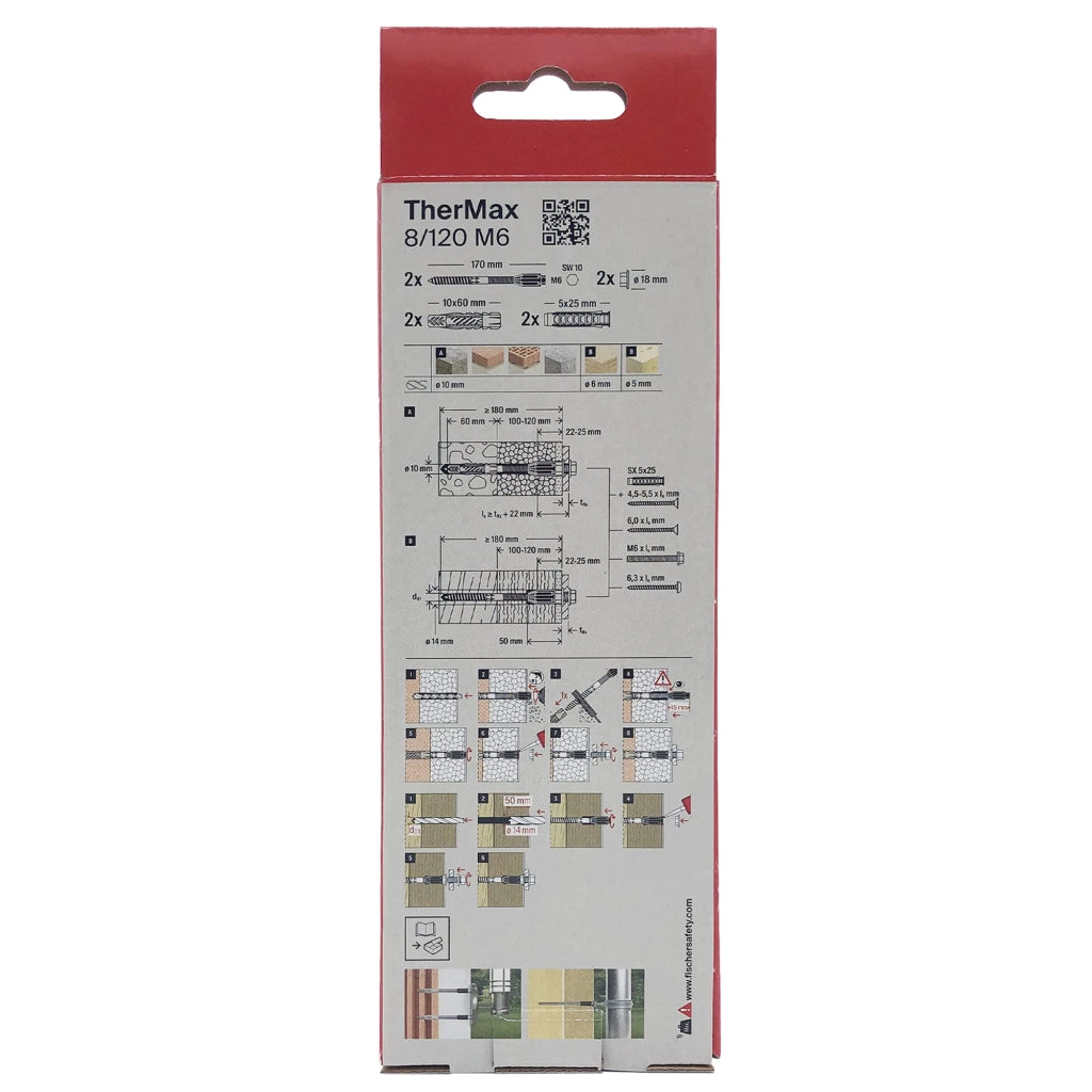 Tassello per Sistemi Isolamento 8 120 ( ) Fischer 2 Pezzi 6 x 180 mm