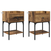 Set di 2 Comodini | Armadio da Notte | Mobiletto da notte Legno vecchio 40 x 29 x 60 cm Legno multistrato