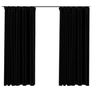 Tende Oscuranti | Tende Blackout con Ganci Effetto Lino 2 pz Nere 140x175 cm