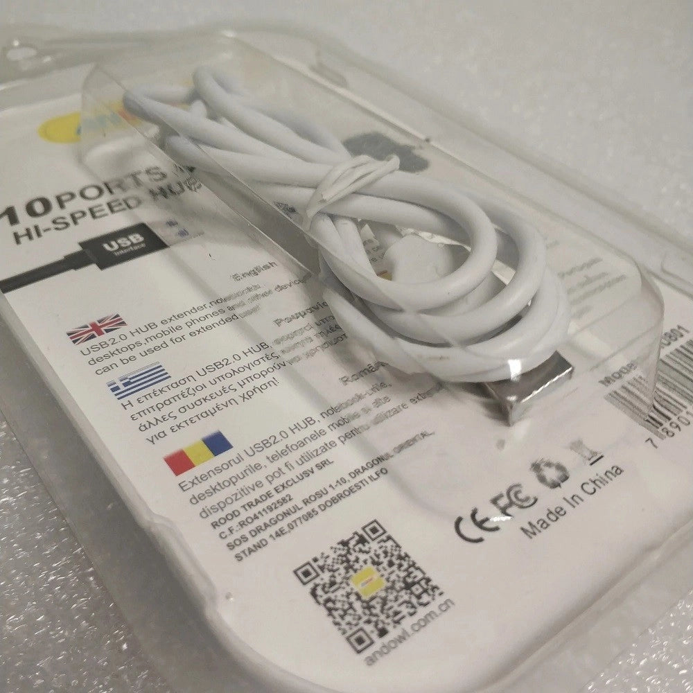 Trade Shop - Hub Usb 2.0 Alta Velocità Estensore A 10 Porte Usb Computer Cavo 100cm Q-hu801 -