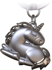Cinturino da chiave con un unicorno addormentato in argento - portafortuna per donne - cinturino da chiave da regalo per amica, partner