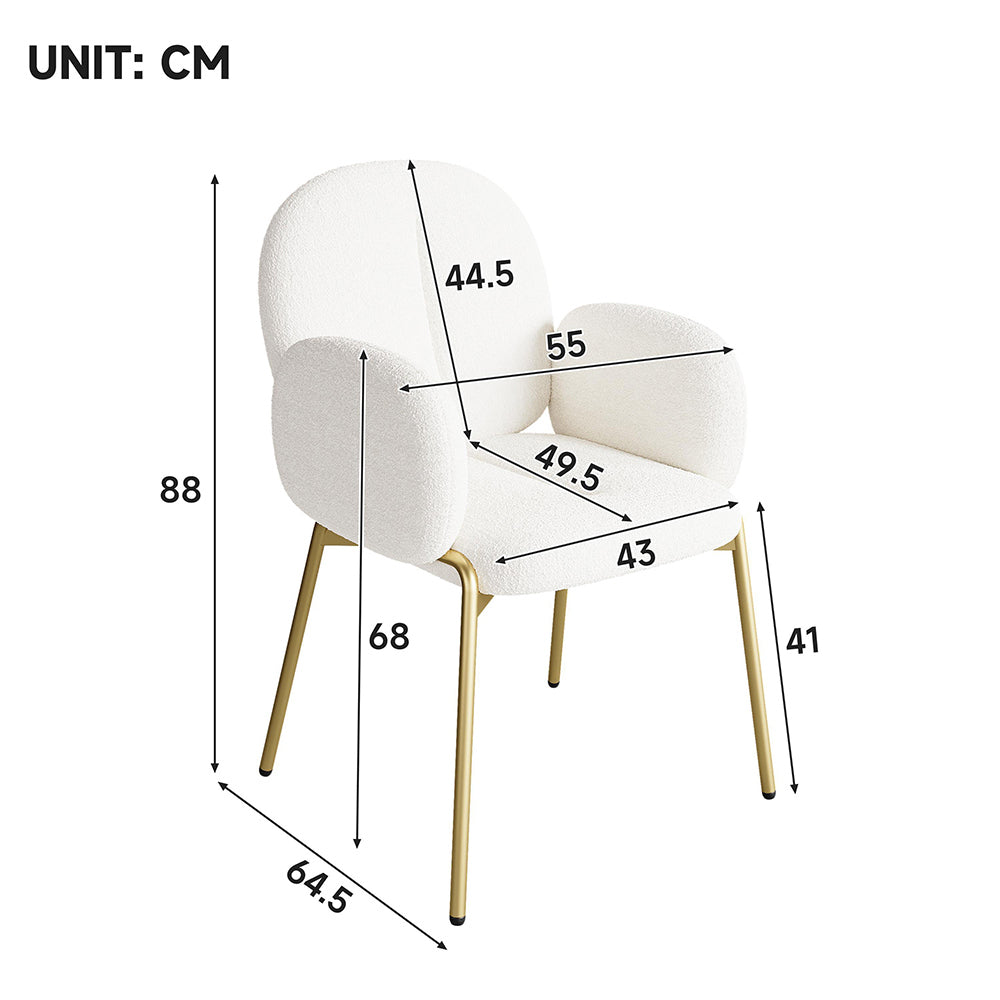 Sedia da pranzo lounge - Xylo - 55x64,5x88 cm - Beige - Piedi dorati