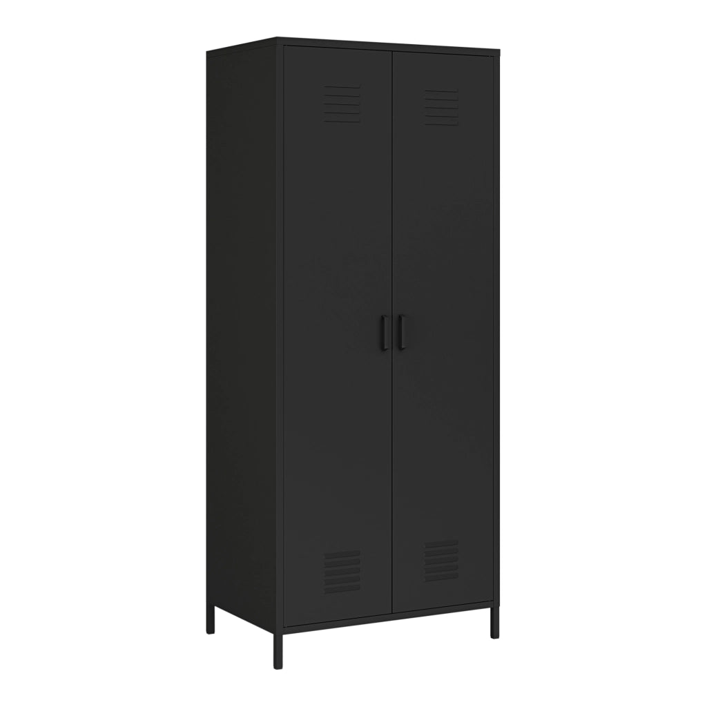 Armadio Seinäjoki per Guardaroba in Acciaio 180 x 76 x 50 cm - Nero Opaco [en.casa]
