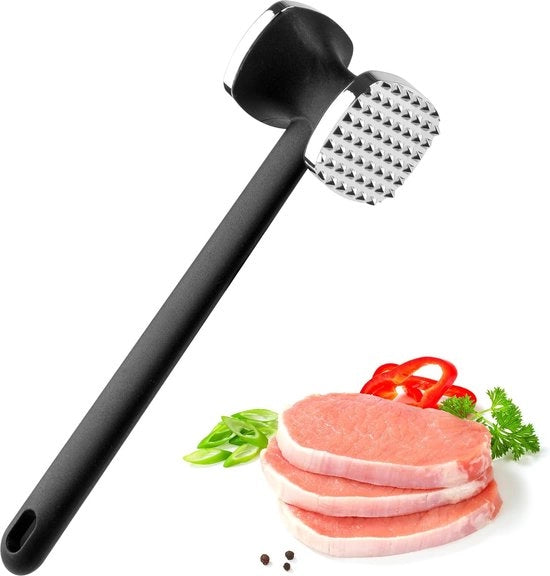 Hammer per carne con manico antiscivolo, 24 cm, martello per carne con manico antiscivolo, martello per steak, martello per filetti di carne.