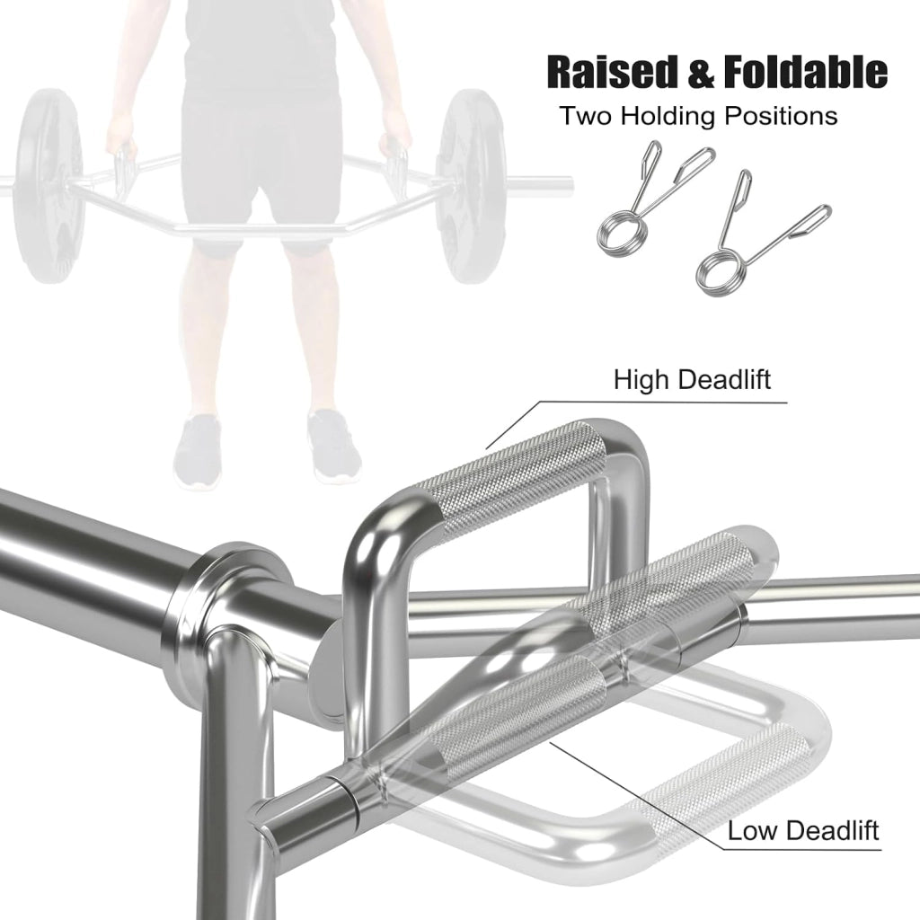 Trap Bar, Manubrio Esagonale con Manico Pieghevole, Barbell Barra Olimpica, Hex Bar Deadlift in Acciaio con Chiusura a Molla, fino a 363 kg per Casa e Palestra, Ø 50 mm