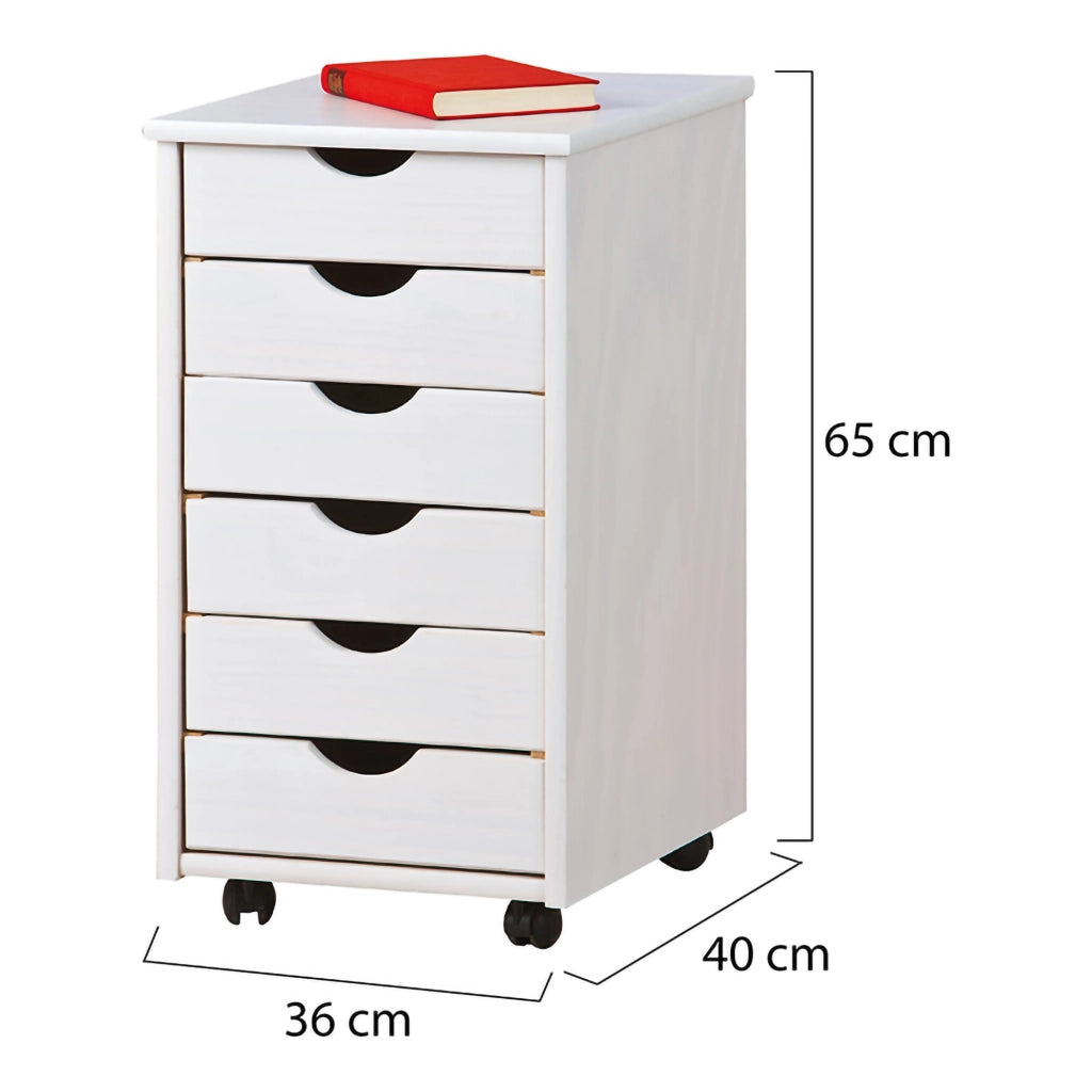 Oyace, Cassettiera 6 Cassetti, 36x40x65h cm Bianco