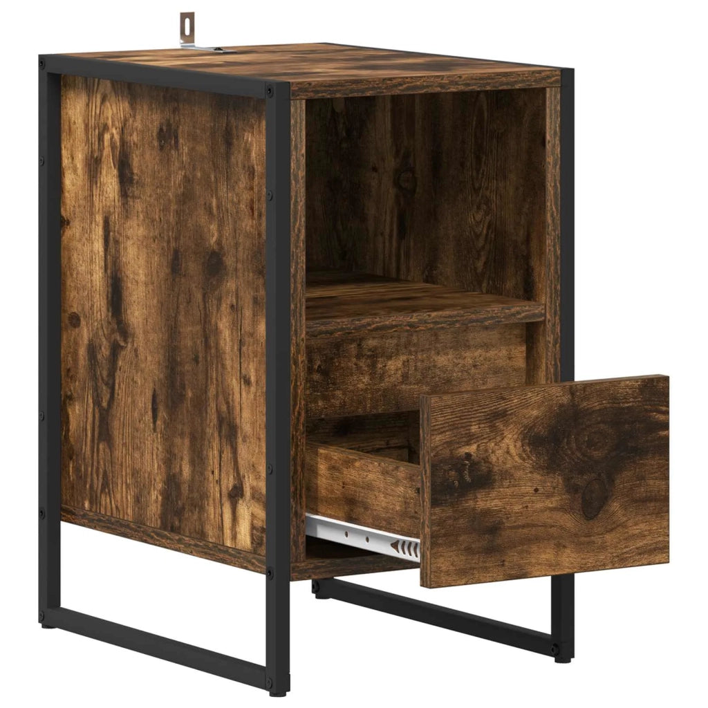 Comodino | Armadio da Notte | Mobiletto da notte Quercia Fumosa 39,5 x 30 x 50 cm Legno multistrato