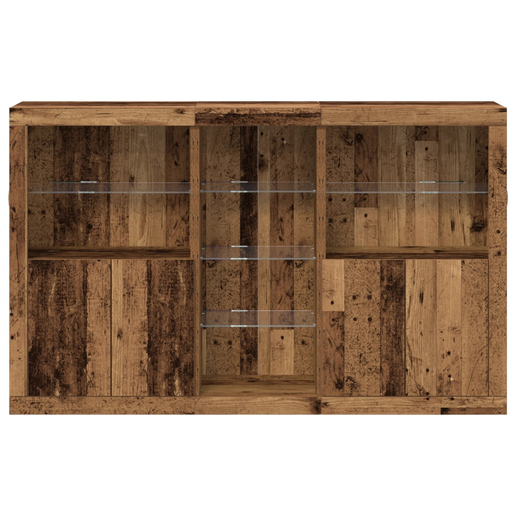 Credenza  con Luci LED Legno Antico 162x37x100 cm