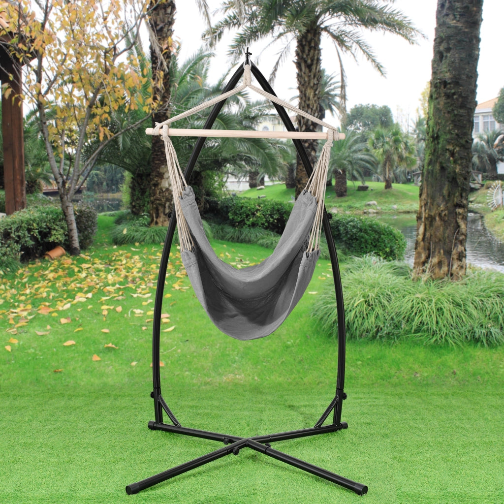 Set Sedia Amaca con Struttura di Supporto Autoportante Poltrona color Grigio casa.pro