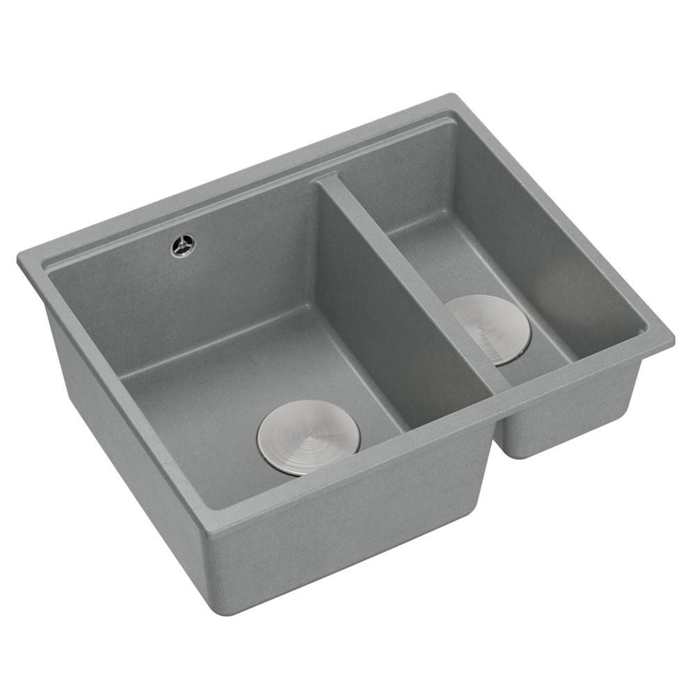 Lavello In Granito Logan 150 Grey Metallic Tappo oro