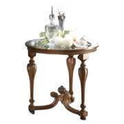 Tavolino rotondo classico legno piano vetro bassano 62x62x60 - Mobili 2G