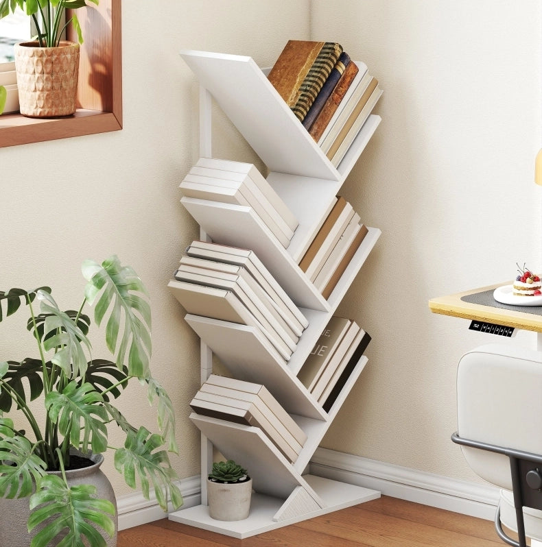 Libreria ad albero bianca a 7 ripiani, 50 x 24 x 109 cm