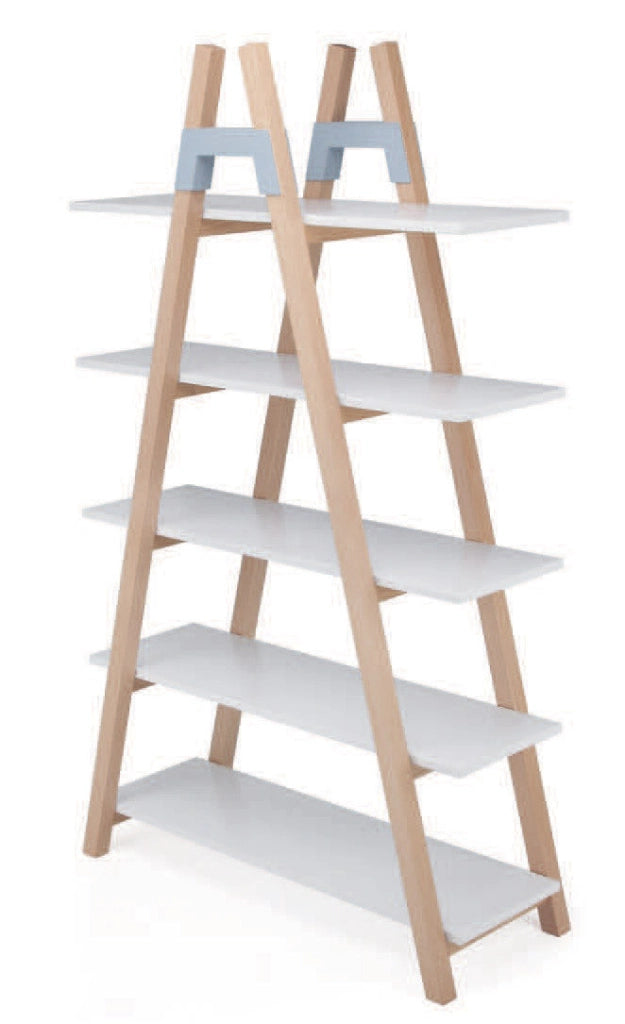 Libreria 5 Ripiani 100x40x170 cm in MDF e Legno Bianco/Faggio