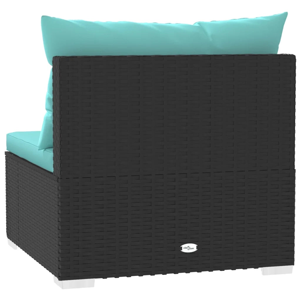 Divano a 3 Posti con Cuscini in Polyrattan Nero cod mxl 35117