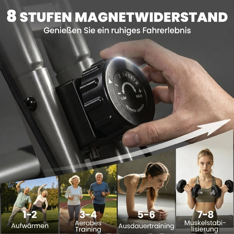 CYCLETTE 3 in 1 pieghevole nera in acciaio con Bluetooth e display LCD