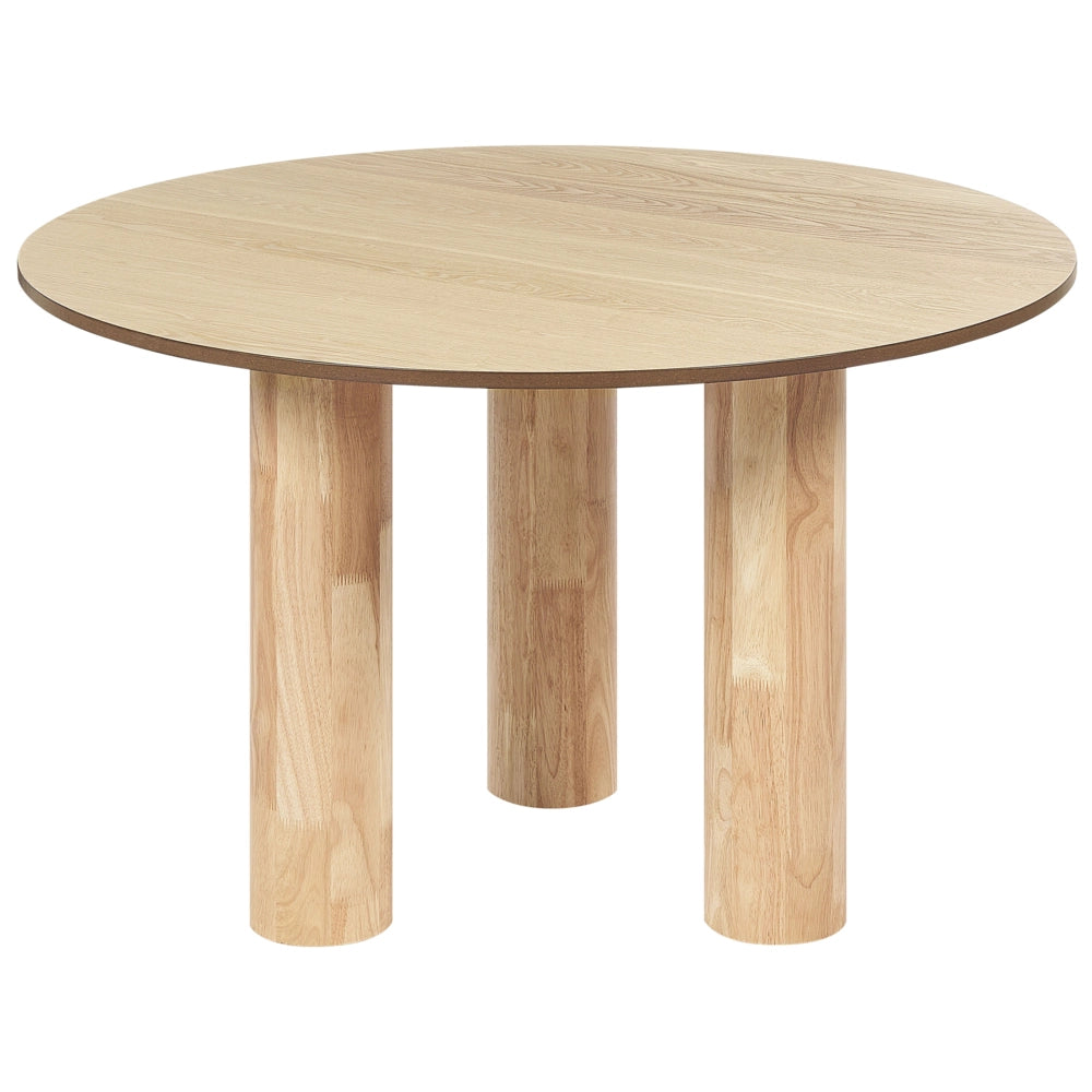 Tavolo da pranzo in legno di frassino chiaro con piano in MDF e gambe in legno di gomma ⌀ 120 cm Stile rustico moderno