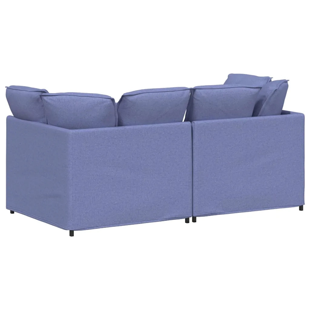 Divano Modulare con Cuscini in Tessuto Jeans Blu