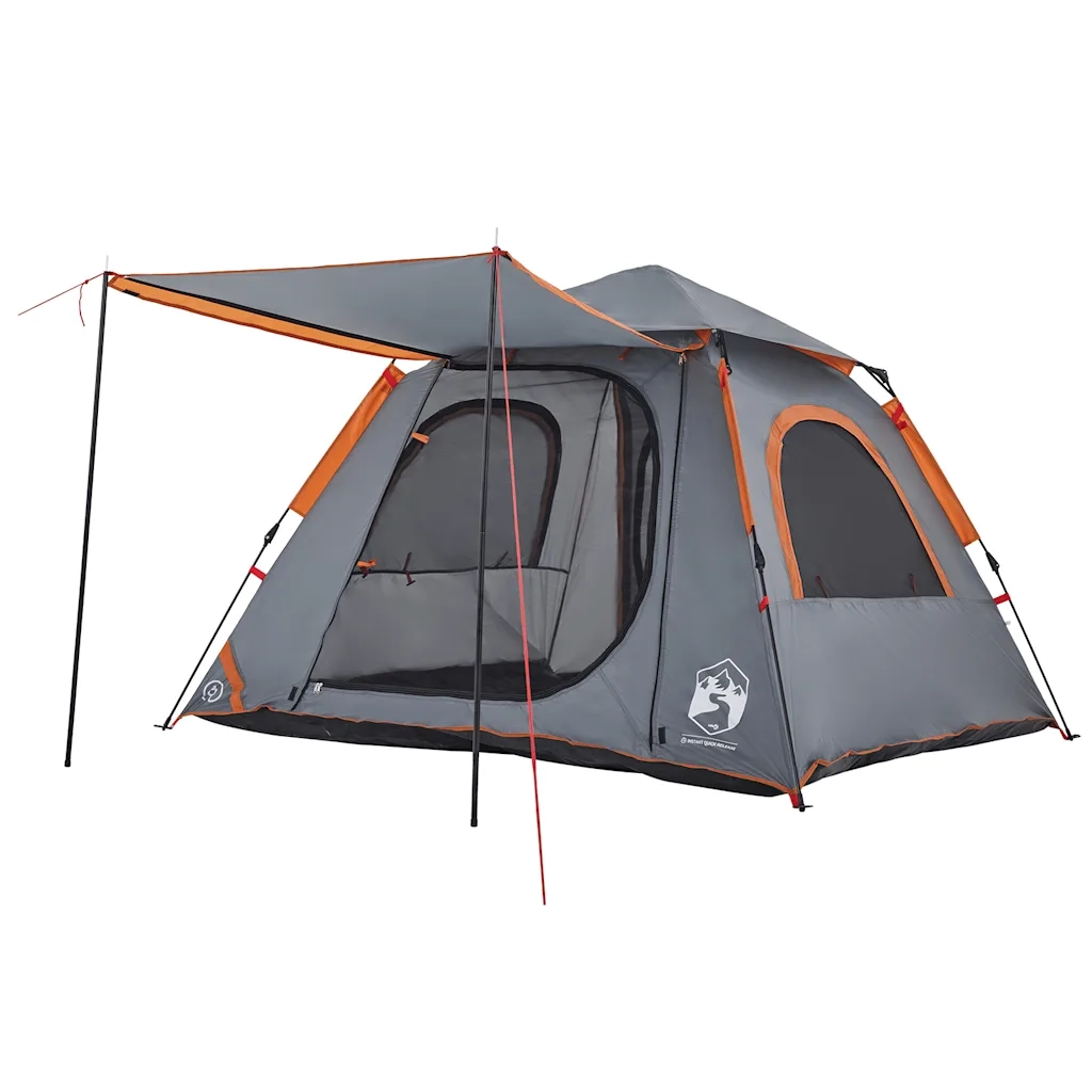 Tenda a Cupola 4 Persone-Tenda da campeggio Grigio e Arancione a Rilascio Rapido 487197