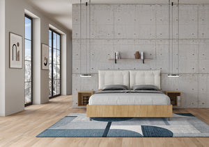 Letto Matrimoniale 160x200 cm con Rete e Contenitore Alzata Comoda Struttura Quercia con Cuscini in Similpelle Egos