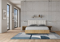 Letto Matrimoniale 160x190 cm con Rete Struttura Quercia con Cuscini in Similpelle Egos Annalisa Bianco