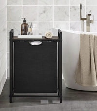 Cesto della biancheria, nero 72x33x50 cm